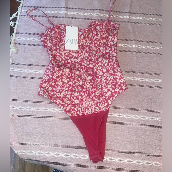 NWT Zara Floral Corset Bodysuit, Sz Small - Picture 12 of 16